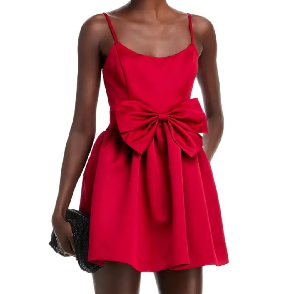 AQUA Satin Bow Mini Dress